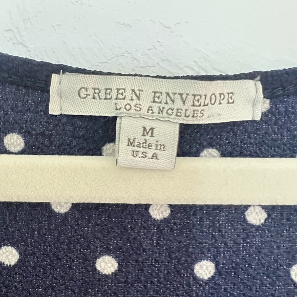 Green Envelope Navy Polka Dot Sleeveless Blouse size M - Picture 3 of 4